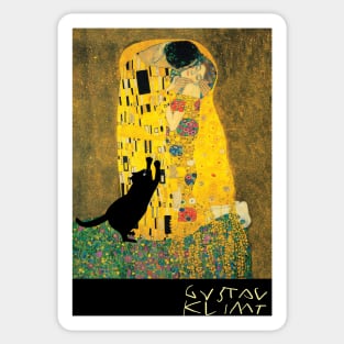 klimt&#39;s the kiss with cat added Sticker